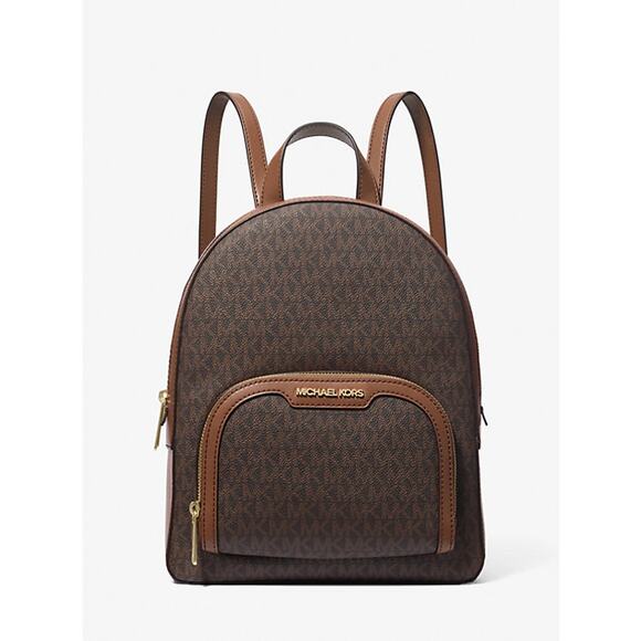 Michael Kors Medium Logo Backpack Brown Monogram NWT - Picture 2 of 5